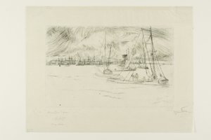 Amsterdam, från Tolhuis av James Abbott McNeill Whistler