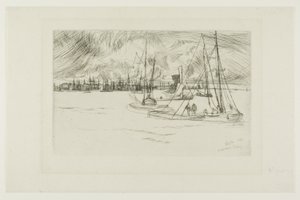 Amsterdam, från Tolhuis av James Abbott McNeill Whistler