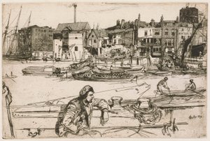 Black Lion Wharf, från Thames Set (En serie sexton etsningar av scener på Themsen och andra ämnen) av James Abbott McNeill Whistler