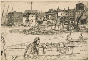 Black Lion Wharf, från Thames Set (En serie sexton etsningar av scener på Themsen och andra ämnen) av James Abbott McNeill Whistler