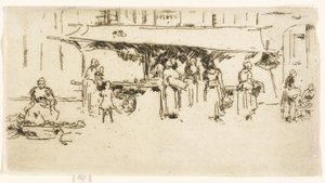 Booth, Market Place, Loches av James Abbott McNeill Whistler