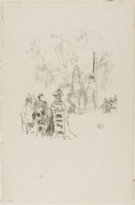 Samtal under statyn, Luxembourgträdgården av James Abbott McNeill Whistler