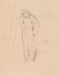 Draperad figur, stående av James Abbott McNeill Whistler