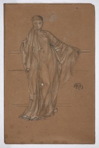 Draperad figur vid ett räcke av James Abbott McNeill Whistler