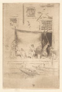Fruit Stall, från den andra Venedig-uppsättningen (en uppsättning av tjugosex etsningar) av James Abbott McNeill Whistler
