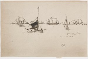 Hennes Majestäts flotta: Kväll av James Abbott McNeill Whistler