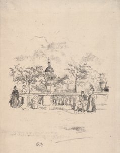 Pantheon sett från terrassen i Luxembourgs trädgård av James McNeill Whistler