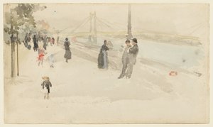 Rosa och silver - Chelsea, kajen av James McNeill Whistler