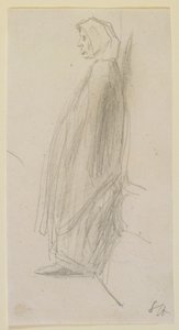 Profilskiss av en gammal kvinna som står av James Abbott McNeill Whistler