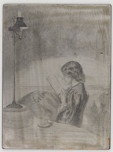 Läsning av Lamplight av James Abbott McNeill Whistler