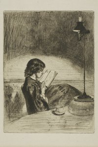 Läsning av Lamplight av James Abbott McNeill Whistler