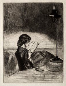 Läsning i skenet av en lampa av James McNeill Whistler