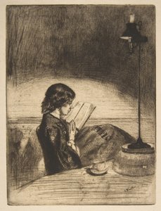 Läsning vid lampljus av James McNeill Whistler