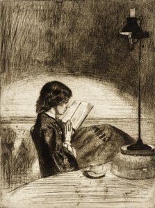 Läsning i lampljus av James McNeill Whistler