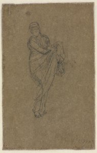 Stående kvinna som håller upp sin klänning (baksidan) av James McNeill Whistler