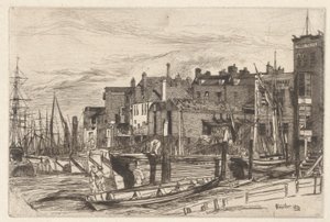 Thames Police (Wapping Wharf), från Thames Set (en serie sexton etsningar av scener på Themsen och andra ämnen) av James Abbott McNeill Whistler