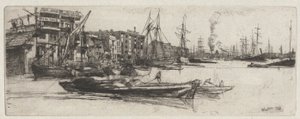 Thames Warehouse, från Thames Set (En serie sexton etsningar av scener på Themsen och andra ämnen) av James Abbott McNeill Whistler