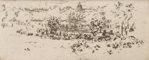 Pantheon från terrassen, Luxembourgträdgården av James Abbott McNeill Whistler