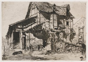 Den osäkra hyresgården. En av de tolv etsningarna från naturen (The French Set) av James Abbott McNeill Whistler