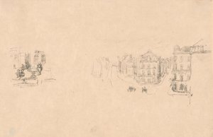 Två skissförsök: A. Grande Rue, Dieppe; B. En interiör av James McNeill Whistler