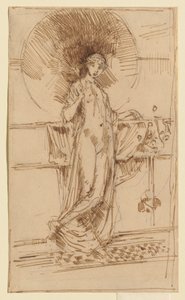 Kvinna med parasoll (skiss till "Harmoni i blått och guld") av James McNeill Whistler