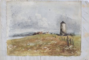 Old Mill at White Hill Point (akvarell och penna)