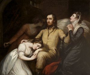 Lafayette i fängelsehålan vid Olmütz med sin fru och döttrar, 1797
