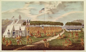 Utsikt över det stora fördraget som hölls på Prairie du Chien, Wisconsin, september 1825, från 