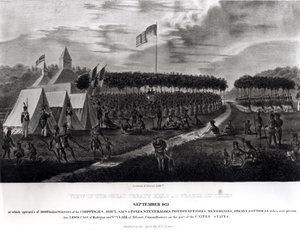 Udsigt over den store traktat afholdt på Prairie du Chien, Wisconsin, september 1825, fra 