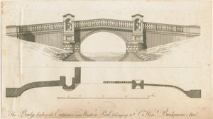 Weston-under-Lizard - Bro vid ingången till Weston Park: gravyr, nd [c 1765-1770]