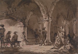 Medeltida figurer i en krypta