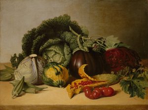 Stilleben: Balsamäpple och grönsaker, ca. 1820-talet.