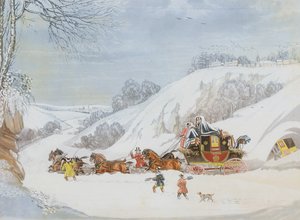En post i djup snö, graverad av George Hunt