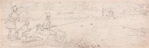 Bottenfiske nära Totten Mill (grafit på papper) av James Pollard