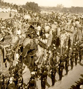 Den stora Durbar processionen, Delhi, Indien. 1903 (foto) av James Ricalton
