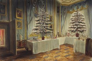 Hertiginnan av Kent julgranar på Windsor Castle. 1850