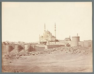 Egypten. Kairo. Översiktsvy över citadellet med Muhammad Alis alabastermoské (1830-1848) av James Robertson