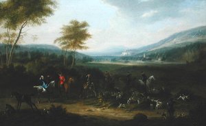 A Hunting Party in a Landscape, ca 1730 (olja på duk) av James Ross