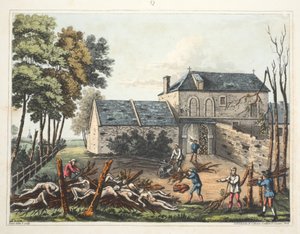 Chateau of Hougoumont: visar hur de döda begravs efter slaget.