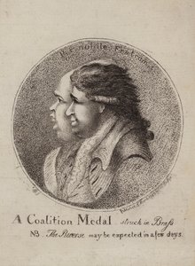 A Coalition Medal, Struck in Brass: satir över koalitionen av brittiska politiker Lord North och Charles James Fox, 1783