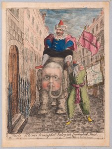 Carlo Khans Triumphal Entry in Leadenhall Street, pub. 1783 (handfärgad gravyr)