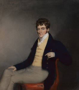 Porträtt av en gentleman i en gul väst, ca 1795 (pastell på papper) av James Sharples
