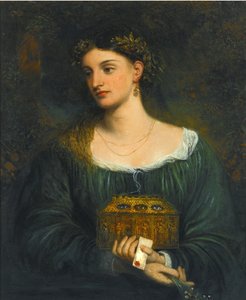 Förrafaelitiska målningar: Pandora (Pandore) par Smetham, James (1821-1889), ca 1865. Olja på duk, 76,5x61. Privat samling