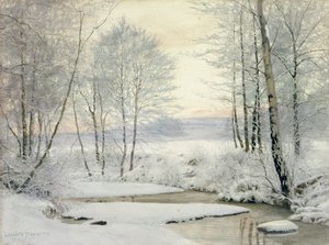 Vintersolnedgång (wc på papper)