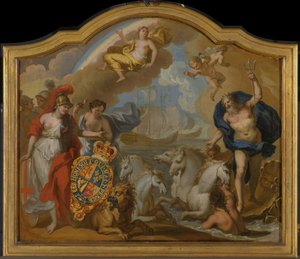 Allegory of the Power of Great Britain by Sea, utkast till en dekorativ panel för George I:s ceremoniella vagn av James Thornhill