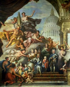 Bakre väggmålning av Upper Hall som glorifierar George I (1660-1727) och huset av Hannover, 1718-24 (se även 208091, 7797 och 28499)