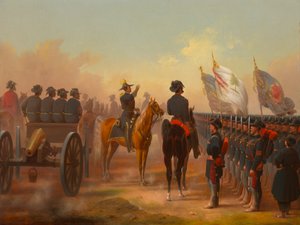 Recension av Rhode Island och Maine trupper, 1861.