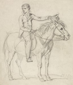 Lord Stanhope (1753-1816) som en pojke som rider på en ponny (penna på papper) av James Ward
