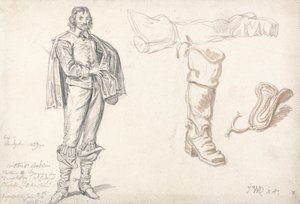 Studier av en stående figur och en känga, 1825 (grafit- och sepiatvätt på papper) av James Ward