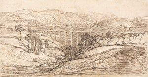 The Vale of Llangollen (penna & brunt bläck på papper) av James Ward